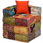 Καναπές κρεβάτι διθέσιος αρθρωτός patchwork υφασμάτινος 140x70x56 εκ