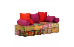 Καναπές - Κρεβάτι Διθέσιος Αρθρωτός Patchwork Υφασμάτινος