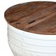 Τραπεζάκι σαλονιού σε σχήμα βαρελιού λευκό με επιφάνεια από μασίφ ανακυκλωμένο ξύλο 60x40 εκ