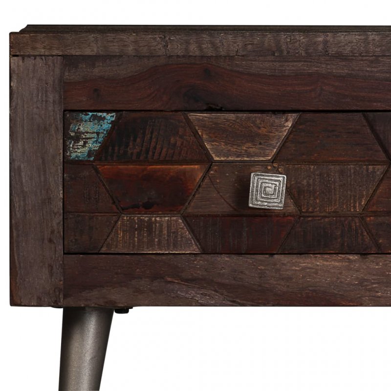 Τραπεζάκι σαλονιού μασίφ ανακυκλωμένο ξύλο και πόδια από ατσάλι 100x60x35 εκ
