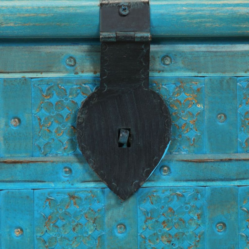 Μπαούλο Αποθήκευσης Μπλε 100x40x41 εκ. από Μασίφ Ξύλο Μάνγκο | Echo Deco