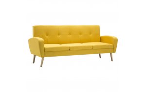 Καναπές Τριθέσιος Κίτρινος Υφασμάτινος