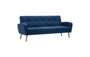 Καναπές Τριθέσιος Μπλε Υφασμάτινος