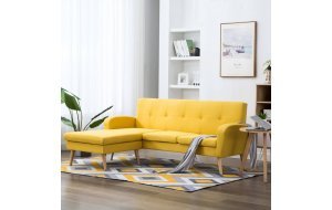 Καναπές Γωνιακός Κίτρινος 186 x 136 x 79 εκ. Υφασμάτινος