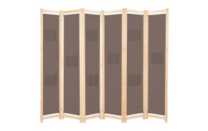 Διαχωριστικό Δωματίου με 6 Πάνελ Καφέ 240x170x4 εκ. Υφασμάτινο