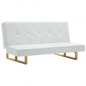Καναπές - Κρεβάτι Λευκός από Συνθετικό Δέρμα