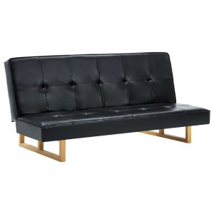 Καναπές - Κρεβάτι Μαύρος από Συνθετικό Δέρμα