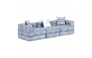 Καναπές - Κρεβάτι Τριθέσιος Αρθρωτός Μπλε Υφασμάτι&n