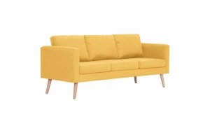 Καναπές Τριθέσιος Κίτρινος Υφασμάτινος
