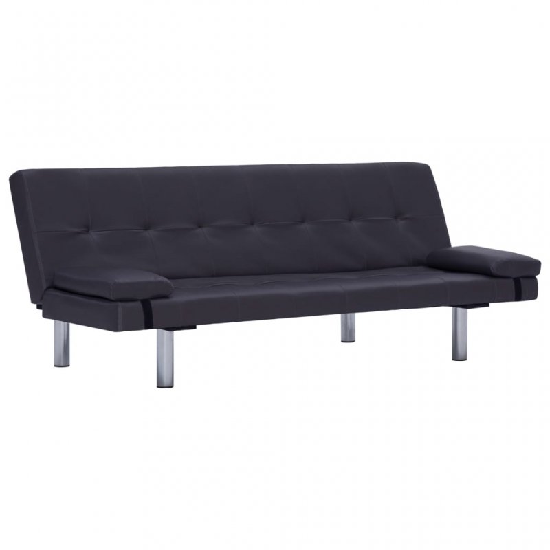 Καναπές - Κρεβάτι με Δύο Μαξιλάρια Καφέ από Συνθετικό Δέρμα | Echo Deco