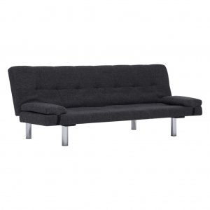 Καναπές - Κρεβάτι με Δύο Μαξιλάρια Σκούρο Γκρι από Πο&