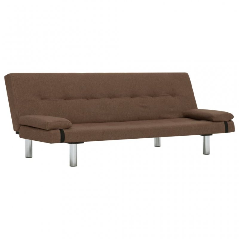 Καναπές - Κρεβάτι με Δύο Μαξιλάρια Καφέ από Πολυεστέρα | Echo Deco