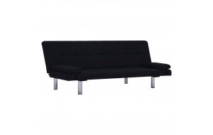 Καναπές - Κρεβάτι με Δύο Μαξιλάρια Μαύρος από Πολυε&sigm