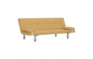 Καναπές - Κρεβάτι με Δύο Μαξιλάρια Κίτρινος από Πολυ&ep