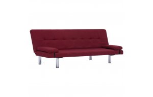 Καναπές - Κρεβάτι με Δύο Μαξιλάρια Μπορντό από Πολυεσ