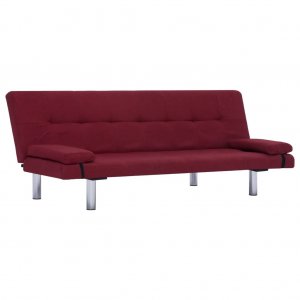 Καναπές - Κρεβάτι με Δύο Μαξιλάρια Μπορντό από Πολυεσ
