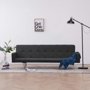 Καναπές - Κρεβάτι με Μπράτσα Σκούρο Γκρι από Πολυεσ&