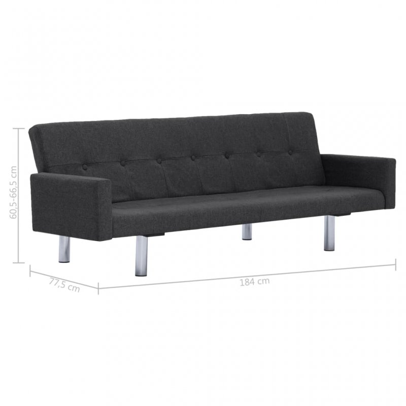 Καναπές - Κρεβάτι με Μπράτσα Σκούρο Γκρι από Πολυεστέρα | Echo Deco