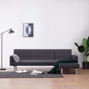 Καναπές-Κρεβάτι Γωνιακός Σκούρο Γκρι από Πολυεσ&ta