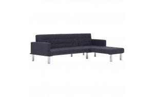 Καναπές-Κρεβάτι Γωνιακός Σκούρο Γκρι από Πολυεσ&ta