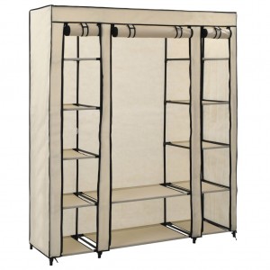 Ντουλάπα με Ράφια / Σωλήνες Κρεμ 150x45x176 εκ. Υφασμάτινη
