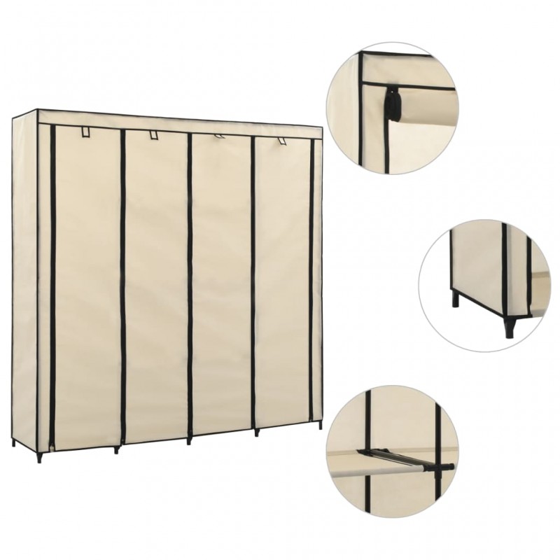 Ντουλάπα με 4 Αποθηκευτικά Τμήματα Κρεμ 175 x 45 x 170 εκ. | Echo Deco