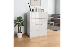 Συρταριέρα Γυαλιστερή Λευκή 60 x 35 x 76 εκ. από Μοριοσανί