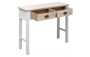 Τραπέζι κονσόλα λευκό / φυσικό χρώμα 90 x 30 x 77 εκ ξύλινο