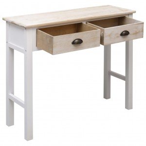 Τραπέζι κονσόλα λευκό / φυσικό χρώμα 90 x 30 x 77 εκ ξύλινο