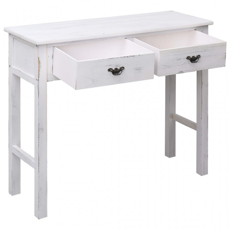 Τραπέζι κονσόλα αντικέ λευκό 90 x 30 x 77 εκ ξύλινο | Echo Deco