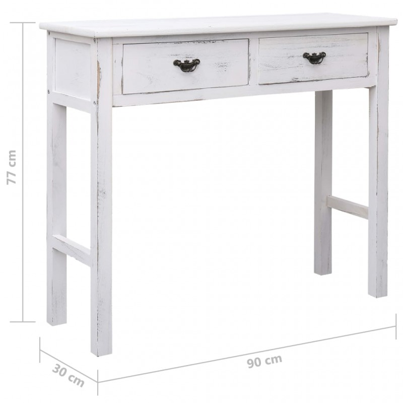 Τραπέζι κονσόλα αντικέ λευκό 90 x 30 x 77 εκ ξύλινο | Echo Deco