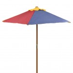 Τραπέζι πικ νικ παιδικό με παγκάκια και ομπρέλα πολύχρωμο από ξύλο ελάτης 75x85x52 εκ
