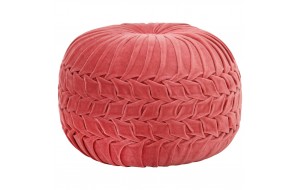 Πουφ με smock σχέδιο ροζ από βαμβακερό βελούδο 40x30 εκ