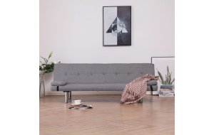 Καναπές - Κρεβάτι με Δύο Μαξιλάρια Ανοιχτό Γκρι από Πο&l
