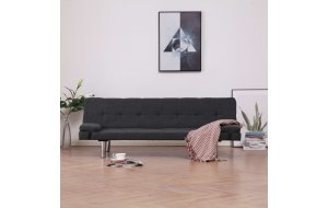 Καναπές - Κρεβάτι με Δύο Μαξιλάρια Σκούρο Γκρι από Πο&