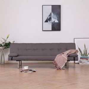 Καναπές - Κρεβάτι με Δύο Μαξιλάρια Χρώμα Taupe από Πολυεσ&tau
