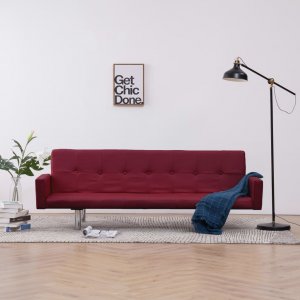 Καναπές - Κρεβάτι με Μπράτσα Μπορντό από Πολυεστέρα