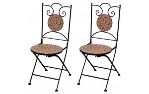 Καρέκλες Bistro Πτυσσόμενες 2 τεμ. Τερακότα Κεραμικές