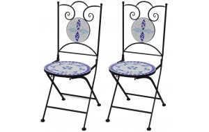 Καρέκλες Bistro Πτυσσόμενες 2 τεμ. Μπλε / Λευκό Κεραμι&ka