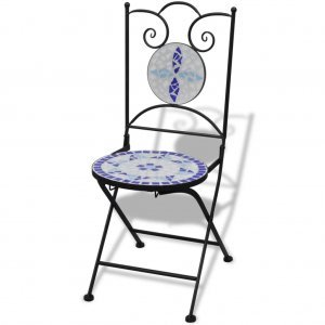 Καρέκλες Bistro Πτυσσόμενες 2 τεμ. Μπλε / Λευκό Κεραμικές