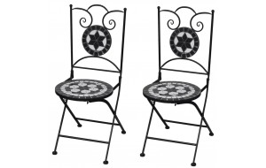 Καρέκλες Bistro Πτυσσόμενες 2 τεμ. Μαύρο / Λευκό Κεραμι&k