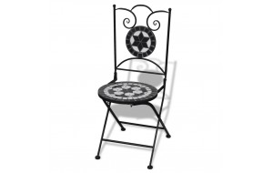 Καρέκλες Bistro Πτυσσόμενες 2 τεμ. Μαύρο / Λευκό Κεραμι&k