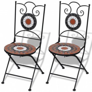 Καρέκλες Bistro Πτυσσόμενες 2 τεμ. Τερακότα / Λευκό Κε&rho