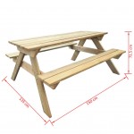 Τραπέζι πικ-νικ με πάγκους από ξύλο πεύκου 150x135x71,5 εκ