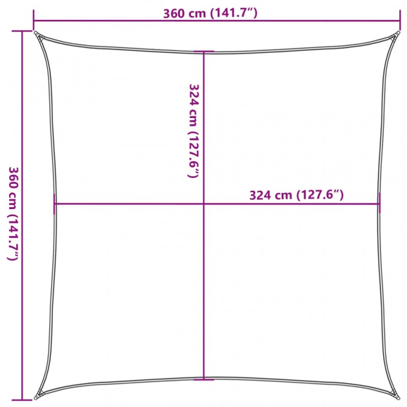 Πανί Σκίασης Τετράγωνο Ανθρακί 3,6 x 3,6 μ. από HDPE