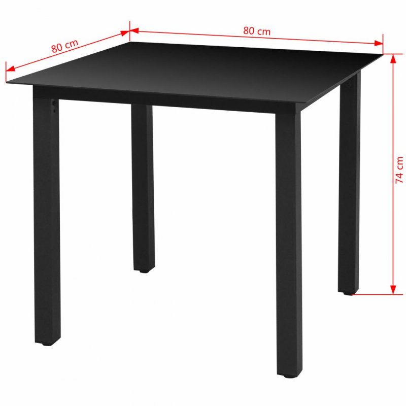 Τραπέζι Κήπου Μαύρο 80 x 80 x 74 εκ. από Αλουμίνιο / Γυαλί