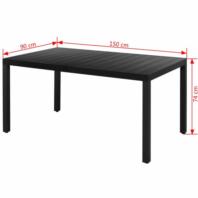 Τραπέζι Κήπου Μαύρο 150 x 90 x 74 εκ. από Αλουμίνιο / WPC
