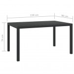 Τραπέζι Κήπου Μαύρο 150 x 90 x 74 εκ. από Αλουμίνιο / WPC