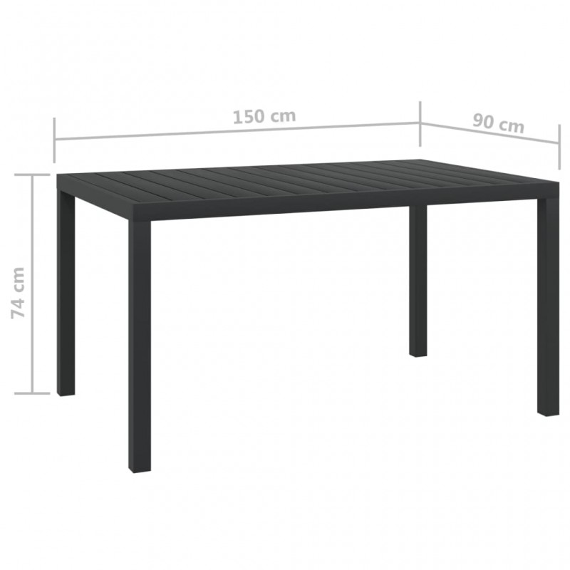 Τραπέζι Κήπου Μαύρο 150 x 90 x 74 εκ. από Αλουμίνιο / WPC