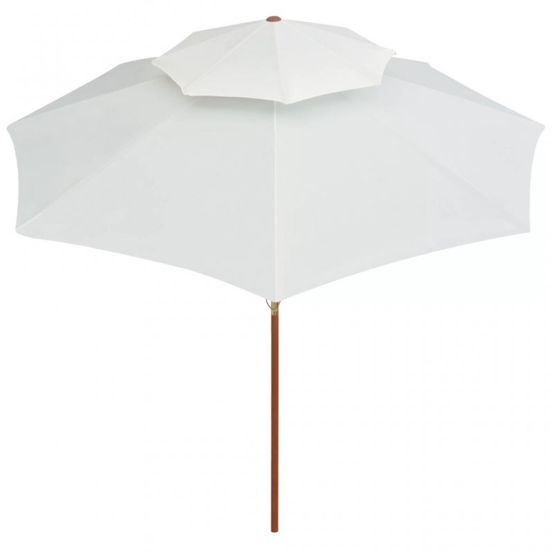 Ομπρέλα με Διπλή Οροφή Λευκή Κρεμ 270 x 270 εκ. με Ξύλινο Ιστό